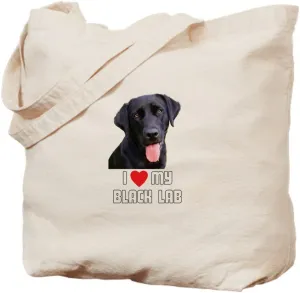 CafePress I Love My Black Lab Tote Bag Natural Canvas Tote Bag, Reusable Shopping Bag