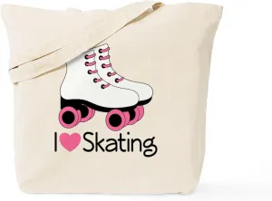 CafePress I Love Skating Tote Bag Natural Canvas Tote Bag, Reusable Shopping Bag