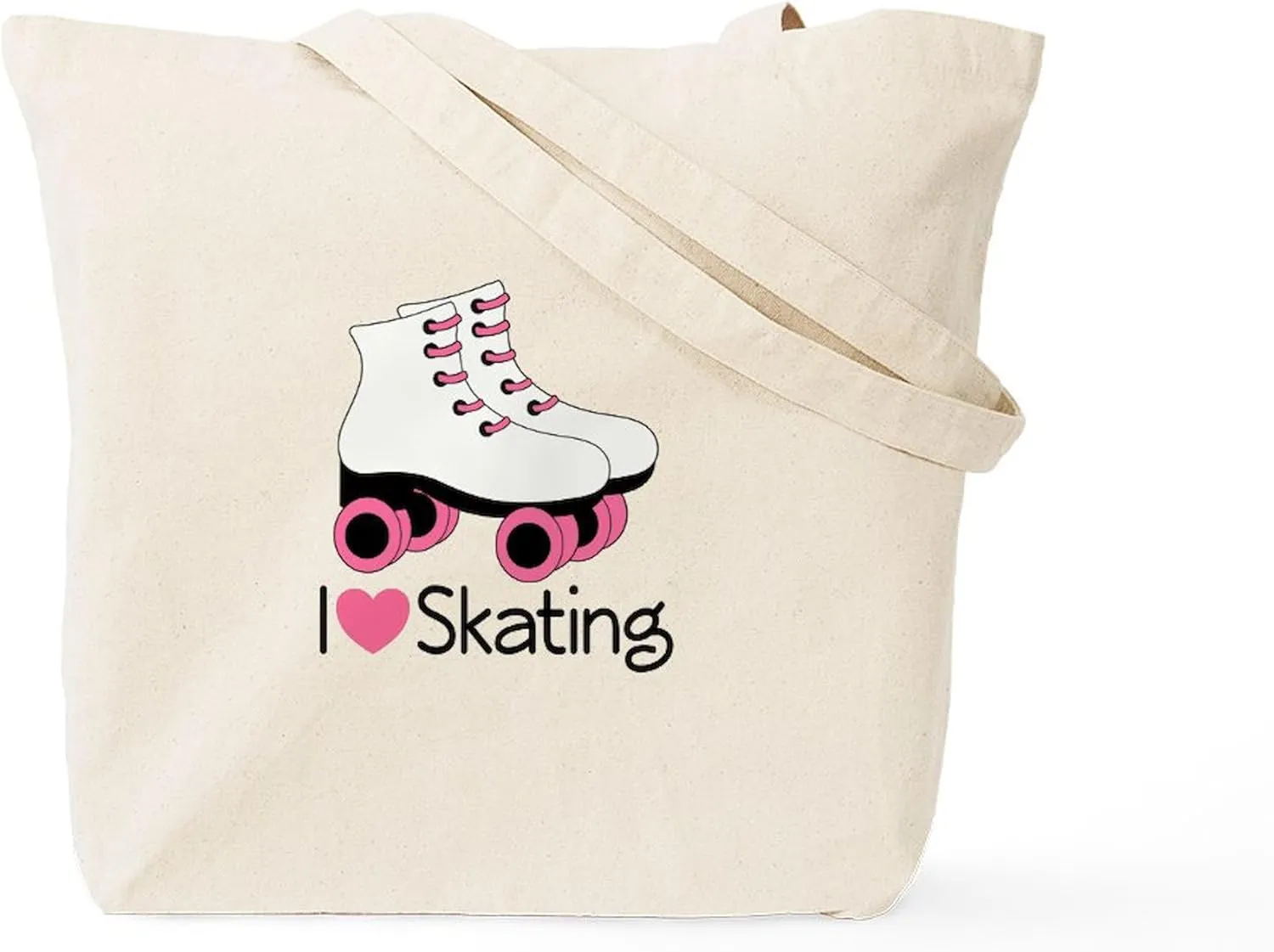 CafePress I Love Skating Tote Bag Natural Canvas Tote Bag, Reusable Shopping Bag