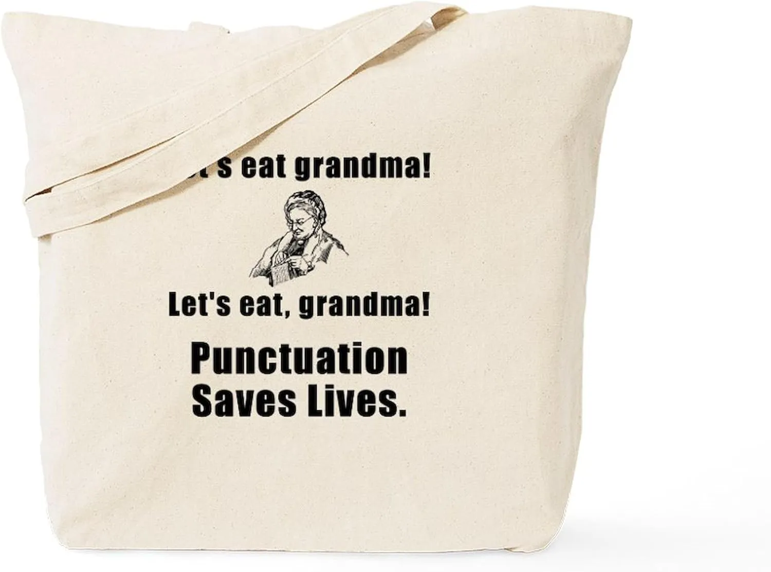 CafePress Lets Eat Grandma! Tote Bag Natural Canvas Tote Bag, Reusable Shopping Bag