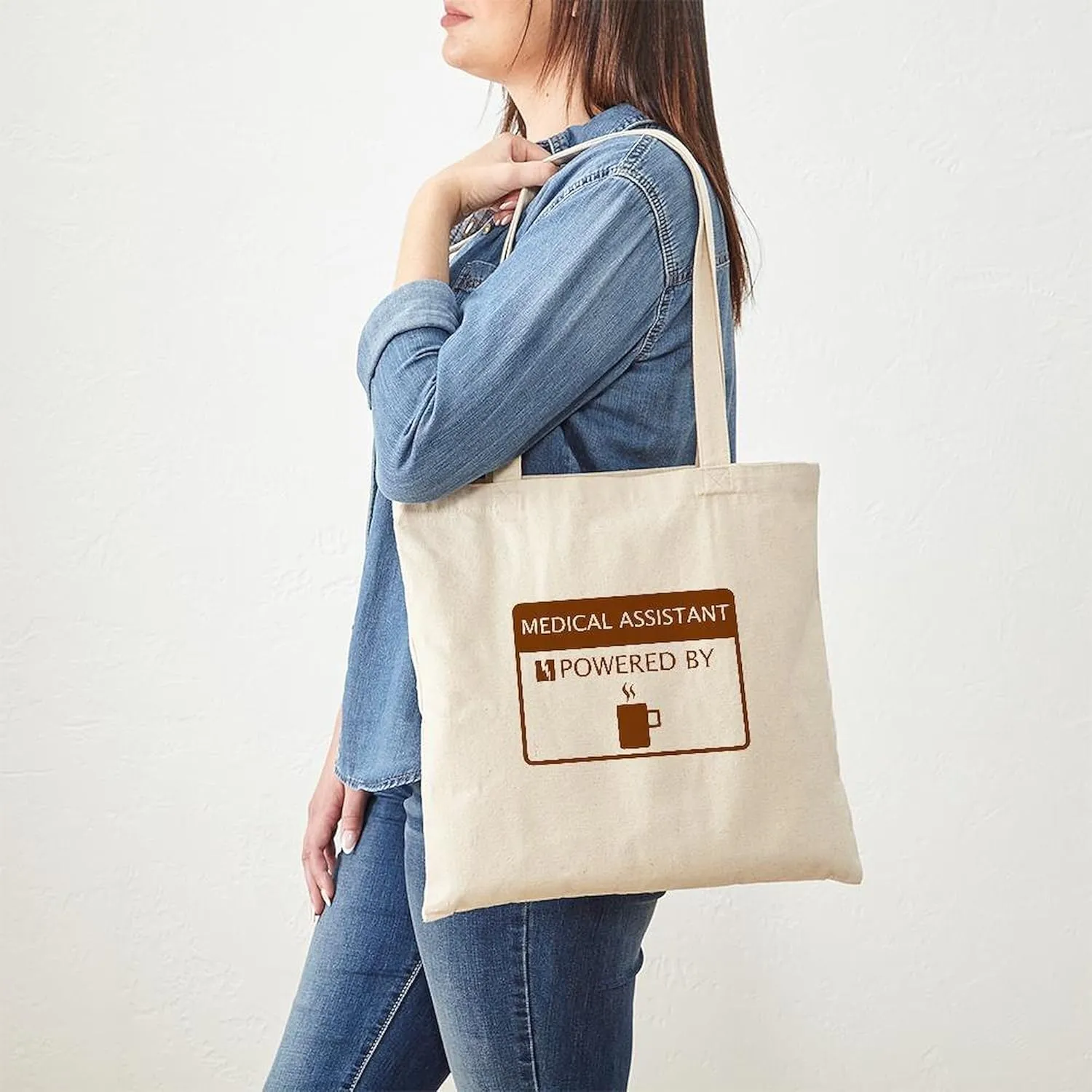 CafePress Medical Assistant Powered By Coffee Tote Bag Natural Canvas Tote Bag, Reusable Shopping Bag