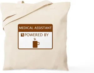 CafePress Medical Assistant Powered By Coffee Tote Bag Natural Canvas Tote Bag, Reusable Shopping Bag
