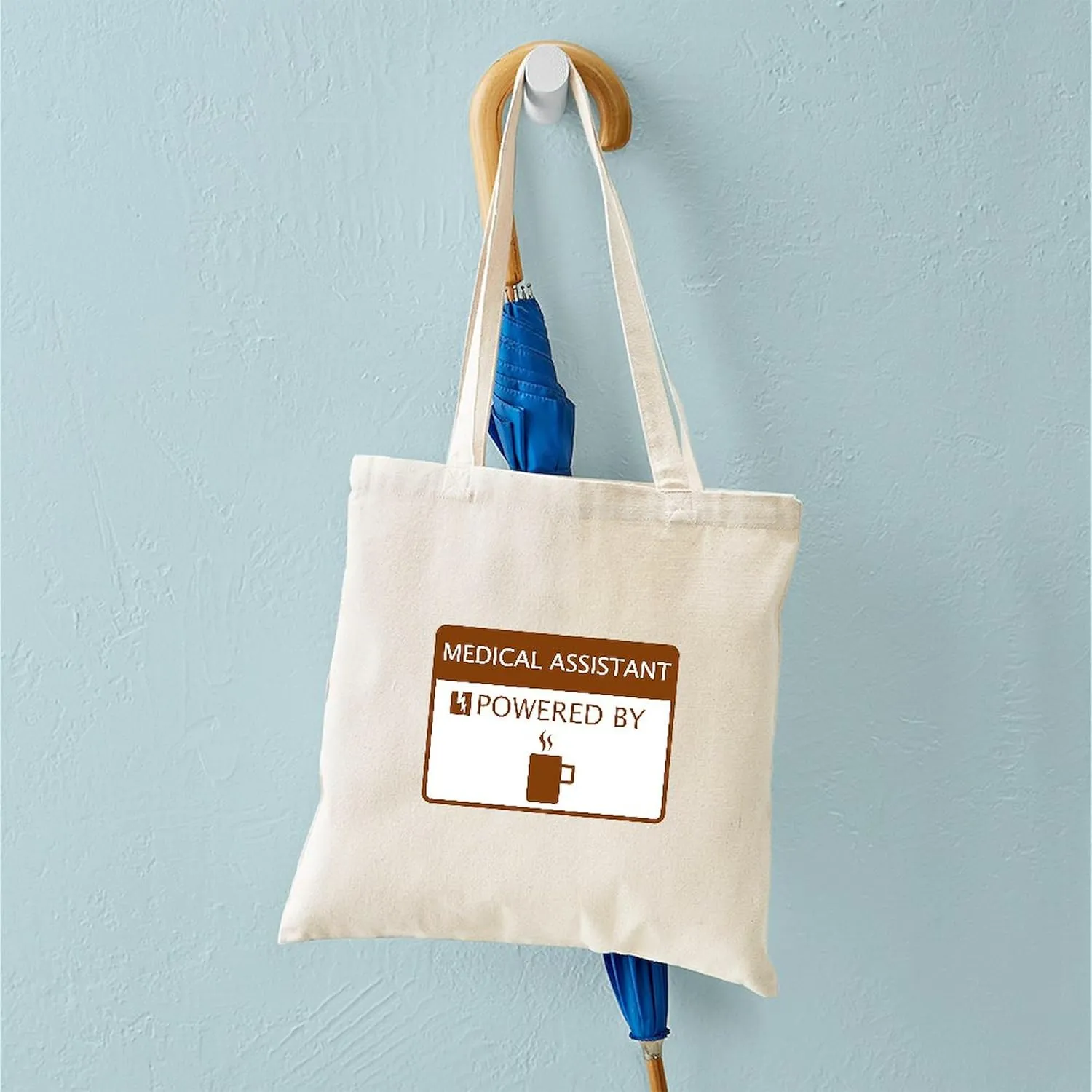 CafePress Medical Assistant Powered By Coffee Tote Bag Natural Canvas Tote Bag, Reusable Shopping Bag