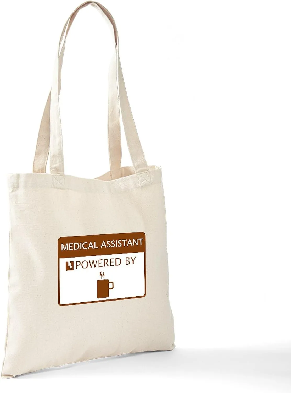 CafePress Medical Assistant Powered By Coffee Tote Bag Natural Canvas Tote Bag, Reusable Shopping Bag