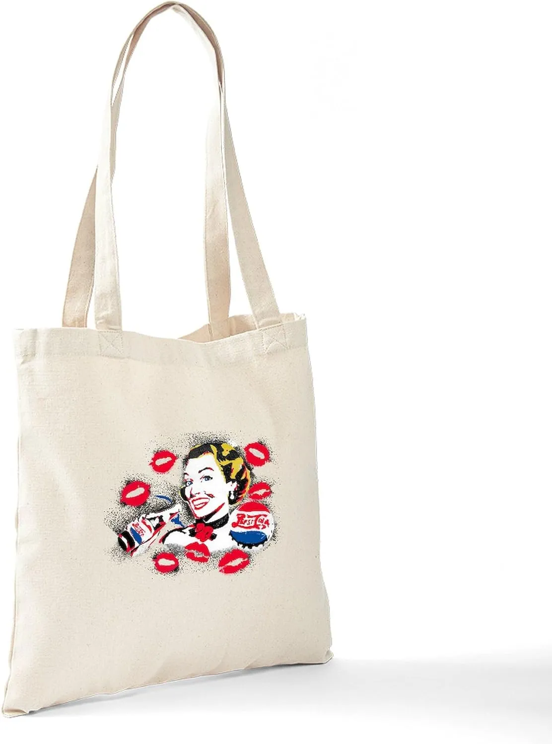 CafePress Pepsi Woman Tote Bag Natural Canvas Tote Bag, Reusable Shopping Bag