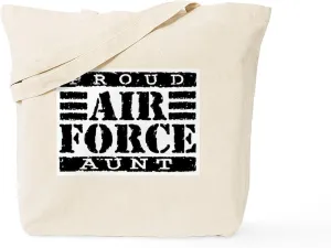 CafePress Proud Air Force Aunt Tote Bag Natural Canvas Tote Bag, Reusable Shopping Bag