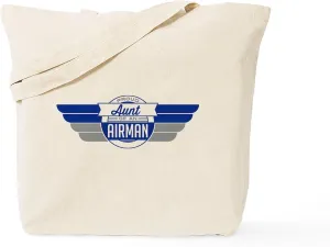 CafePress Proud Aunt Of An Airman Tote Bag Natural Canvas Tote Bag, Reusable Shopping Bag