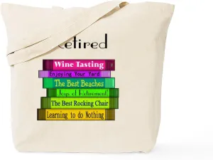 CafePress Retired Book Stack 2 Tote Bag Natural Canvas Tote Bag, Reusable Shopping Bag