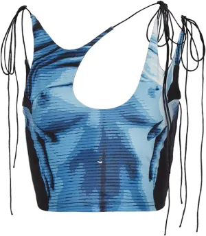 CAPE CLIQUE Y2K Tops Rave Outfits Sexy Tops for Women Party Club Night Halter Sleeveless 3D Body Print Summer Crop Tank Top