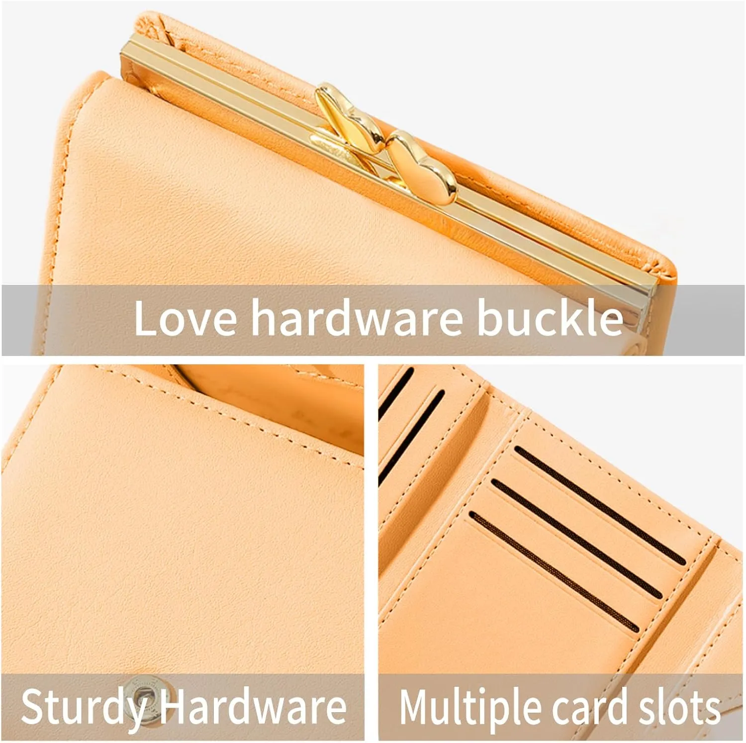 Cartoon Buckle Small Wallets for Women Ladies, RFID Blocking Purse, Cute Multi Slots Zero Moneybag (Orange)