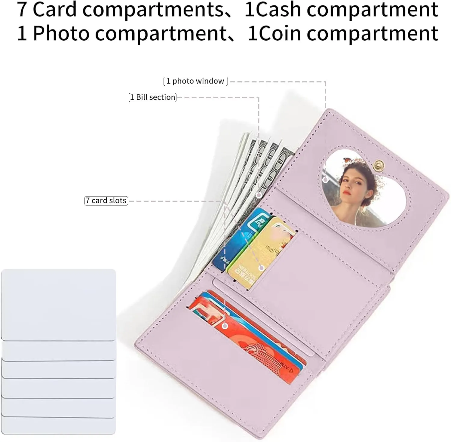 Cartoon Buckle Small Wallets for Women Ladies, RFID Blocking Purse, Cute Multi Slots Zero Moneybag (Purple)