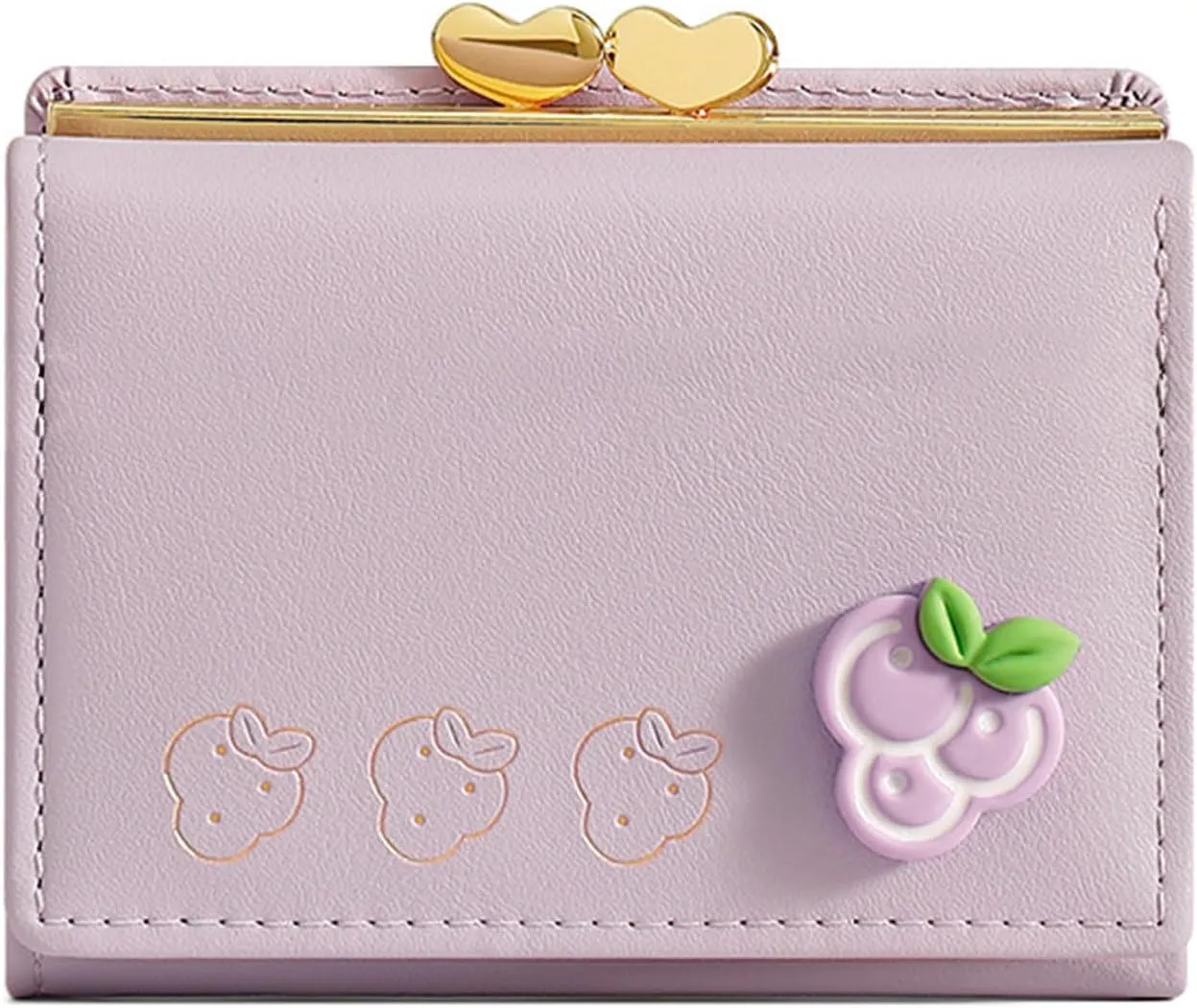 Cartoon Buckle Small Wallets for Women Ladies, RFID Blocking Purse, Cute Multi Slots Zero Moneybag (Purple)