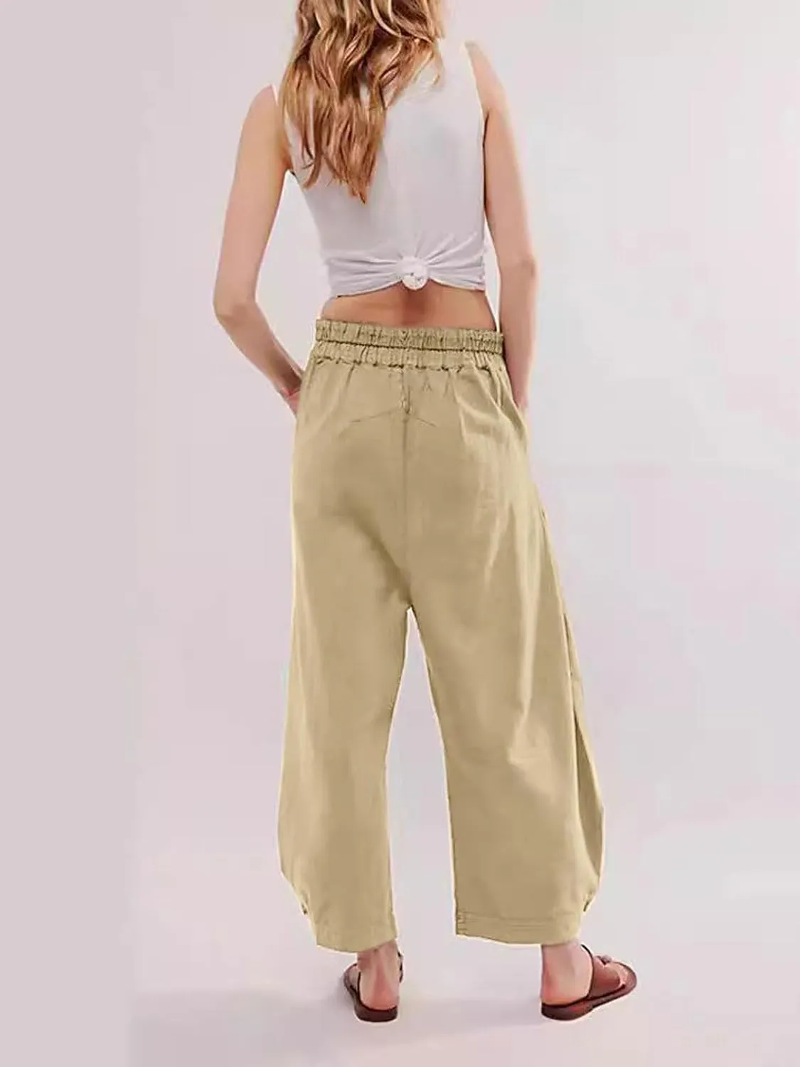 CHARTOU Women's Baggy Barrel Pant Wide Leg Horseshoe Ankle Jeans Mid Rise Harem Y2K Denim Pants with Pockets