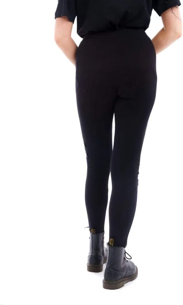Chemical Black Punk Gothic Inka See-Through Lace Zipper Long Leggings Pants