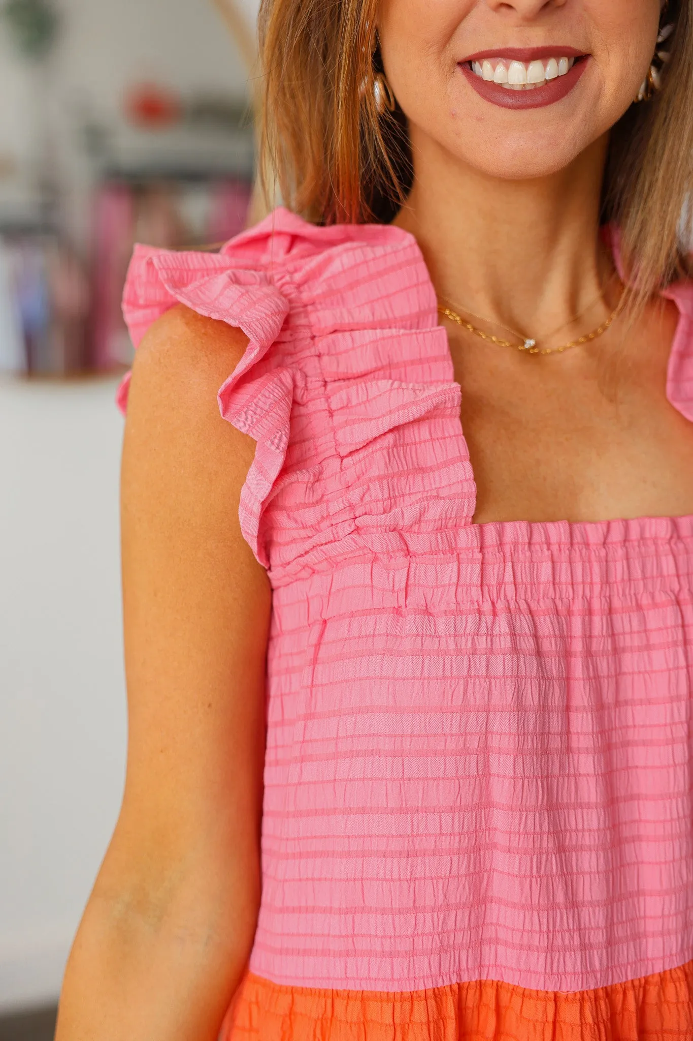 Color Block Maxi Dress - Pink