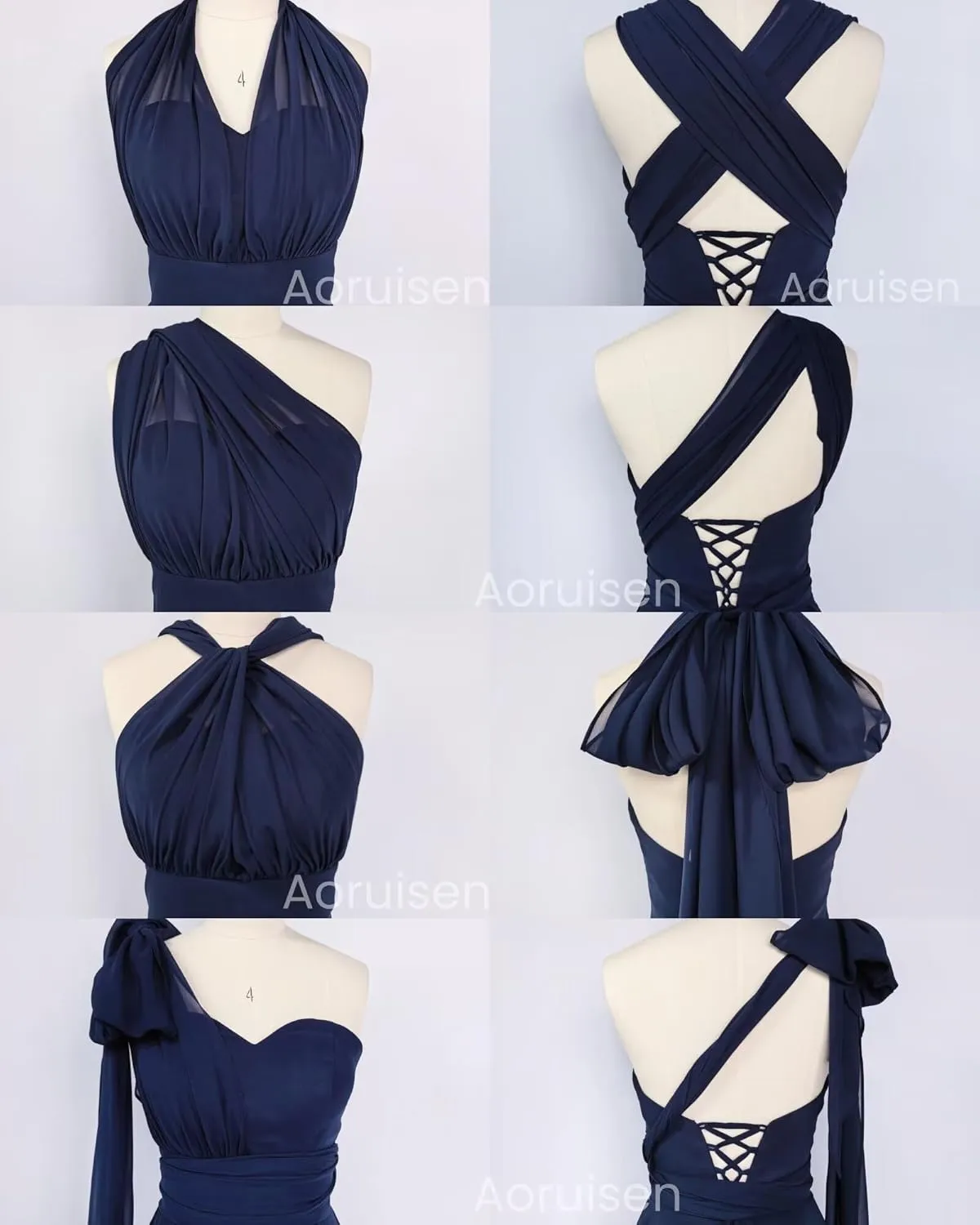 Convertible Mother of The Bride Dresses Chiffon Tea Length Infinity Formal Wedding Guest Dress