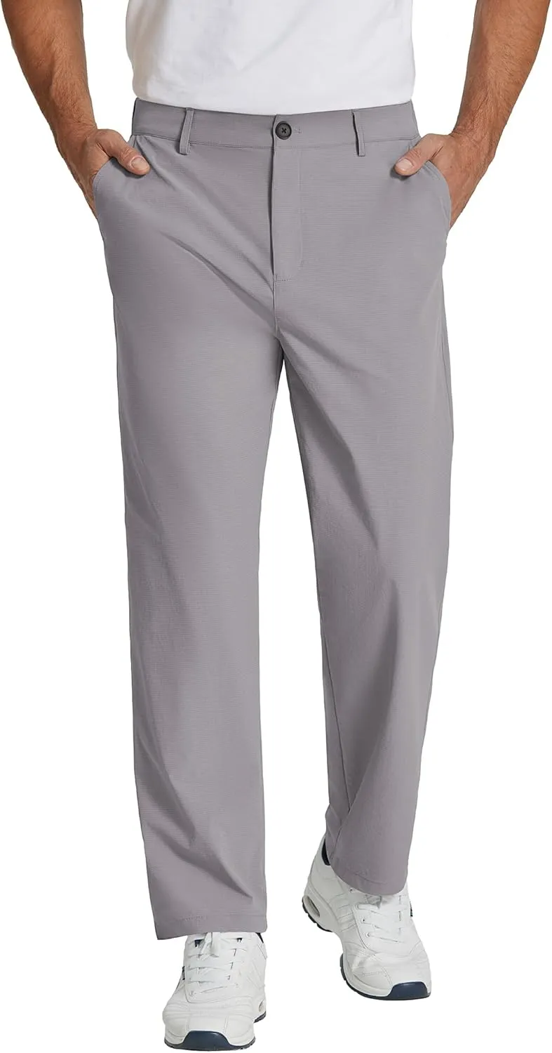 COOFANDY Men's Casual Pants Classic Fit Flat Front Pants Lightweight Elastic Waist Golf Trousers with Pockets
