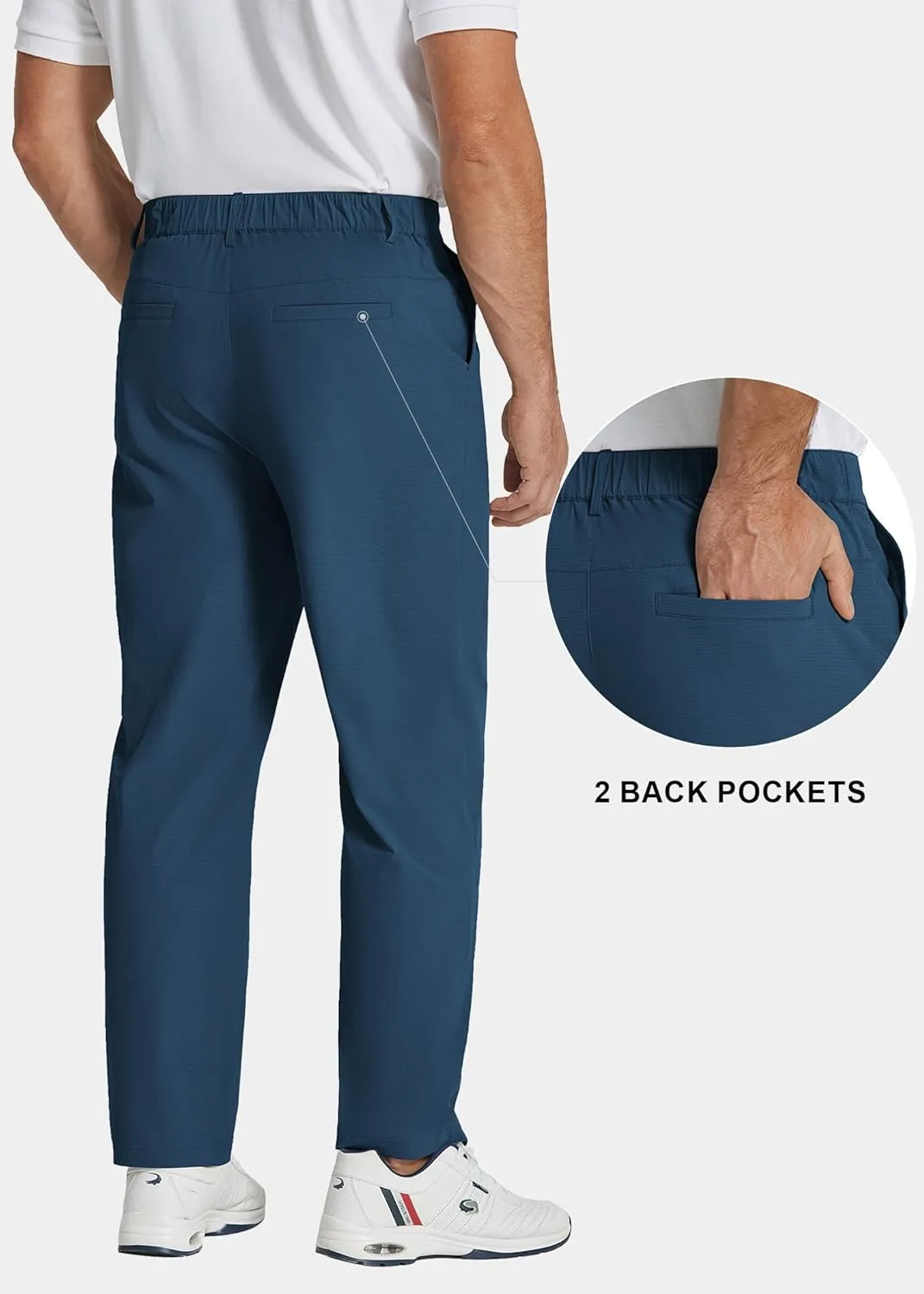 COOFANDY Men's Casual Pants Classic Fit Flat Front Pants Lightweight Elastic Waist Golf Trousers with Pockets