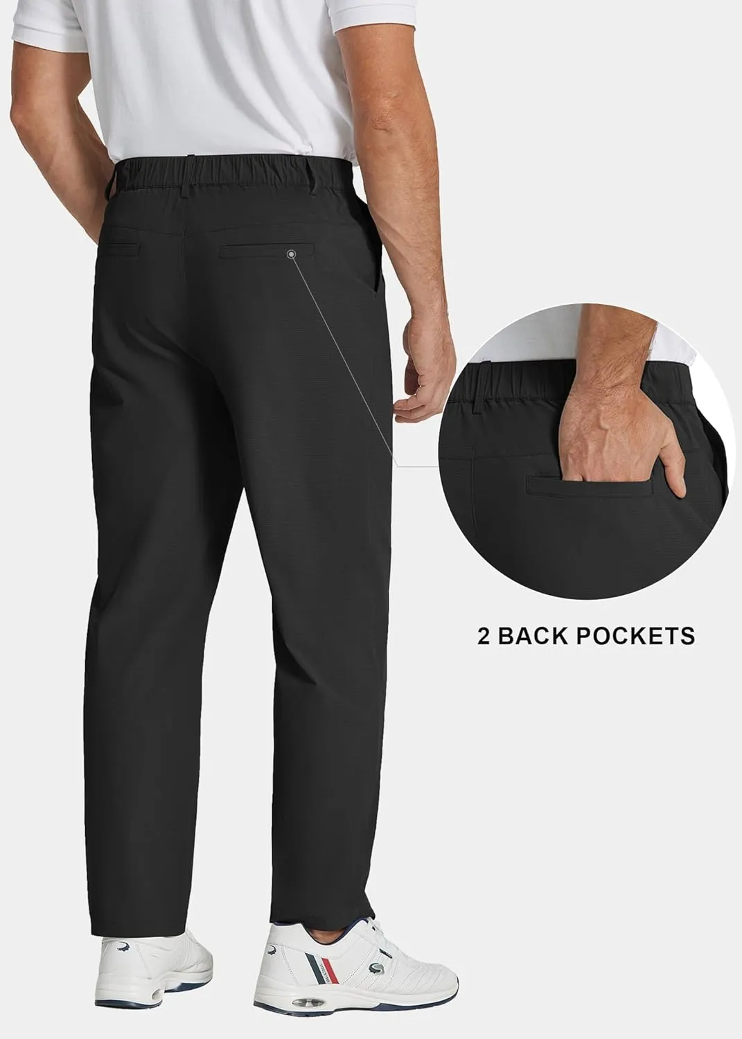 COOFANDY Men's Casual Pants Classic Fit Flat Front Pants Lightweight Elastic Waist Golf Trousers with Pockets