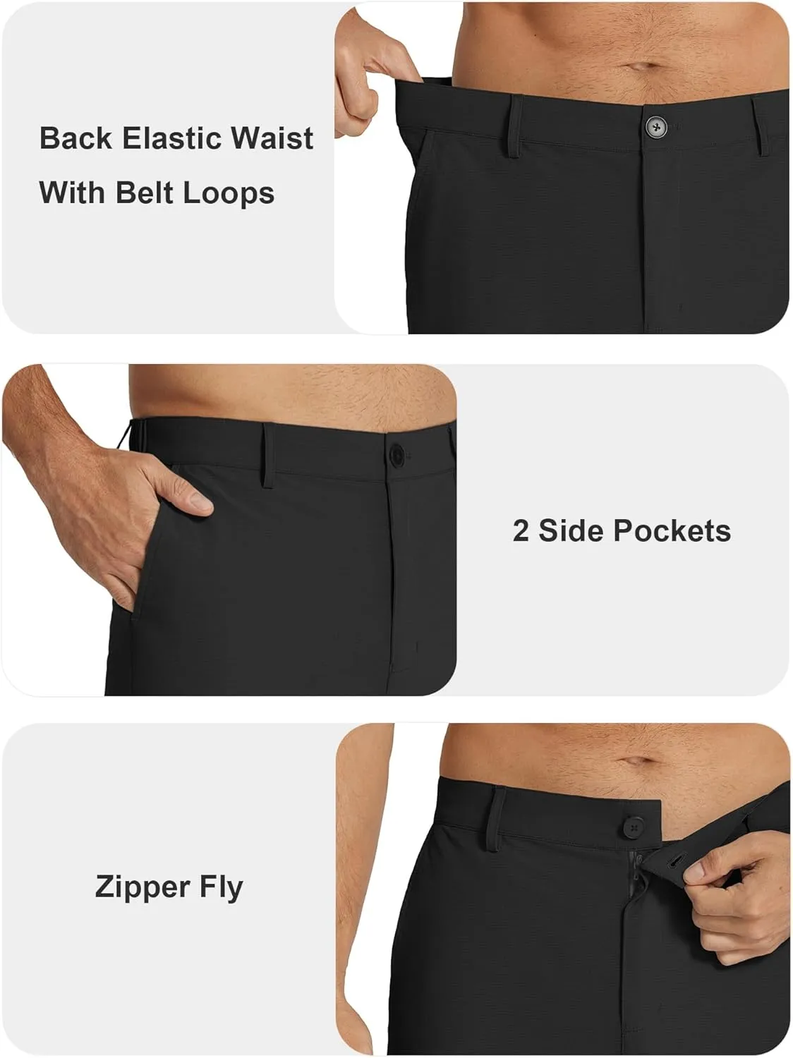 COOFANDY Men's Casual Pants Classic Fit Flat Front Pants Lightweight Elastic Waist Golf Trousers with Pockets