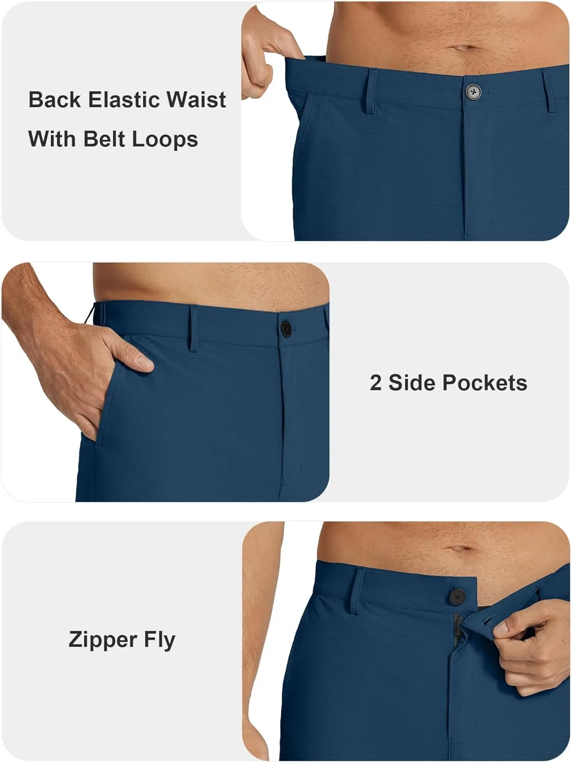 COOFANDY Men's Casual Pants Classic Fit Flat Front Pants Lightweight Elastic Waist Golf Trousers with Pockets