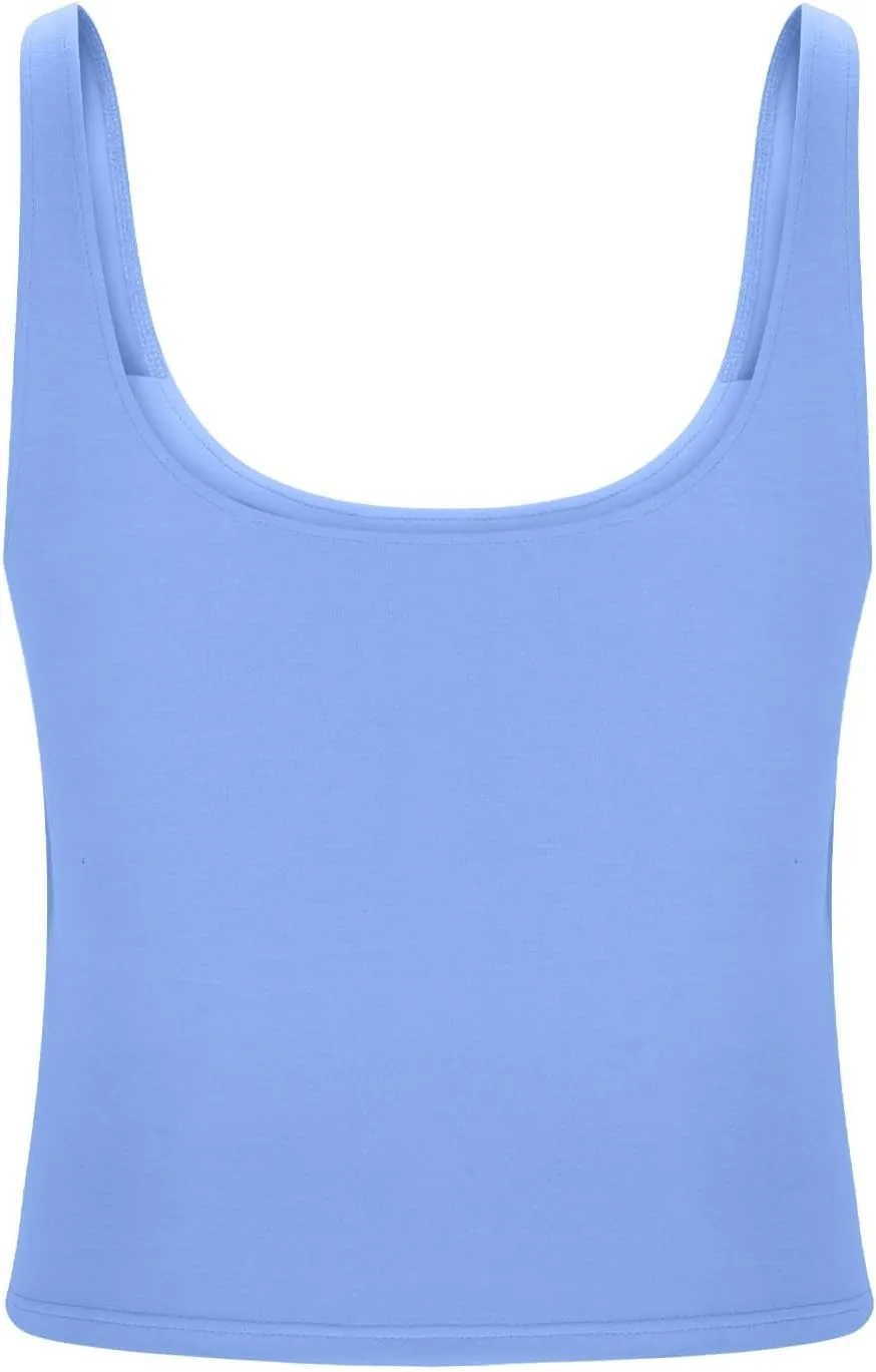 Cotton Tank Top with Built in Bra for Women Adjustable Strap Workout Camisole Yoga Shirts Layer Padded Bra Tank Tops