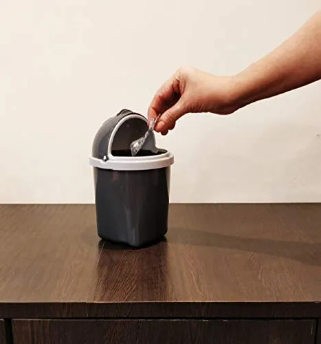 CSM® Table Dustbin Desktop Bin with Attached lid and Swing Opening, Mini Trash Bin Can Waste Bin for Office, Desk, Kitchen, Bedroom (Mini-Bin, Multicolor) (Plastic,1 Litre) Set of 3