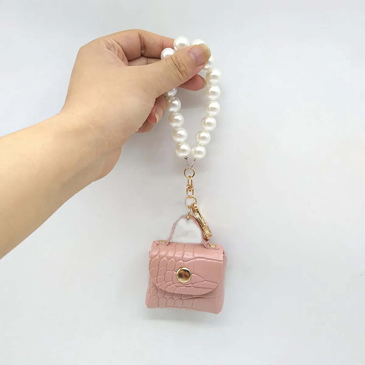 Cute Mini Coin Bag Pendant Keychain with Wristlet Fashion PU Leather Wallet Purse Keyring Unique Backpack Pendant Charms