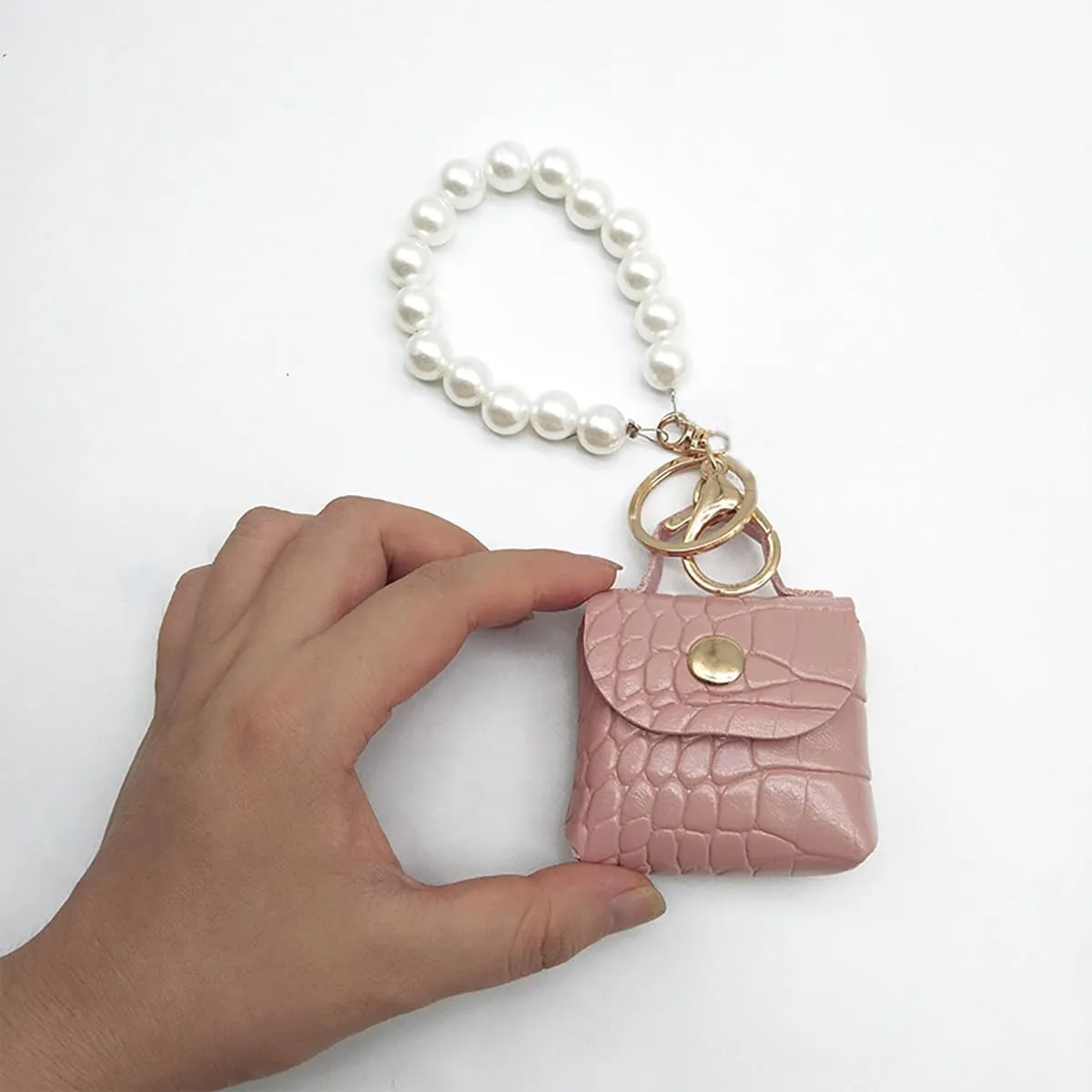 Cute Mini Coin Bag Pendant Keychain with Wristlet Fashion PU Leather Wallet Purse Keyring Unique Backpack Pendant Charms