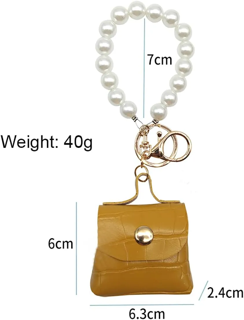 Cute Mini Coin Bag Pendant Keychain with Wristlet Fashion PU Leather Wallet Purse Keyring Unique Backpack Pendant Charms