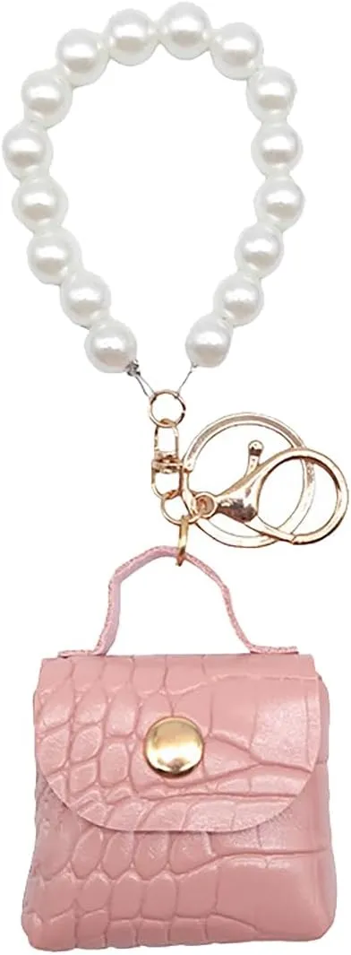 Cute Mini Coin Bag Pendant Keychain with Wristlet Fashion PU Leather Wallet Purse Keyring Unique Backpack Pendant Charms