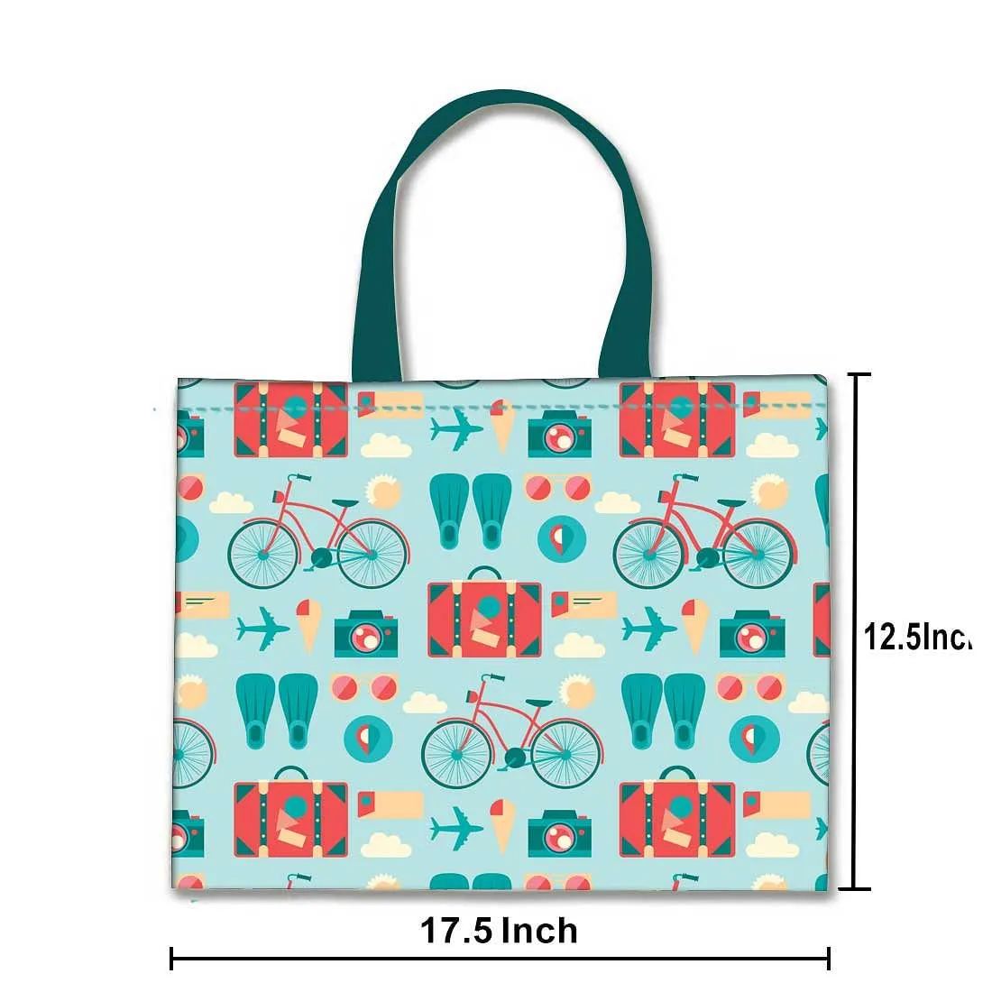 Designer Tote Bag With Zip Beach Gym Travel Bags -  Doodle Art Blue