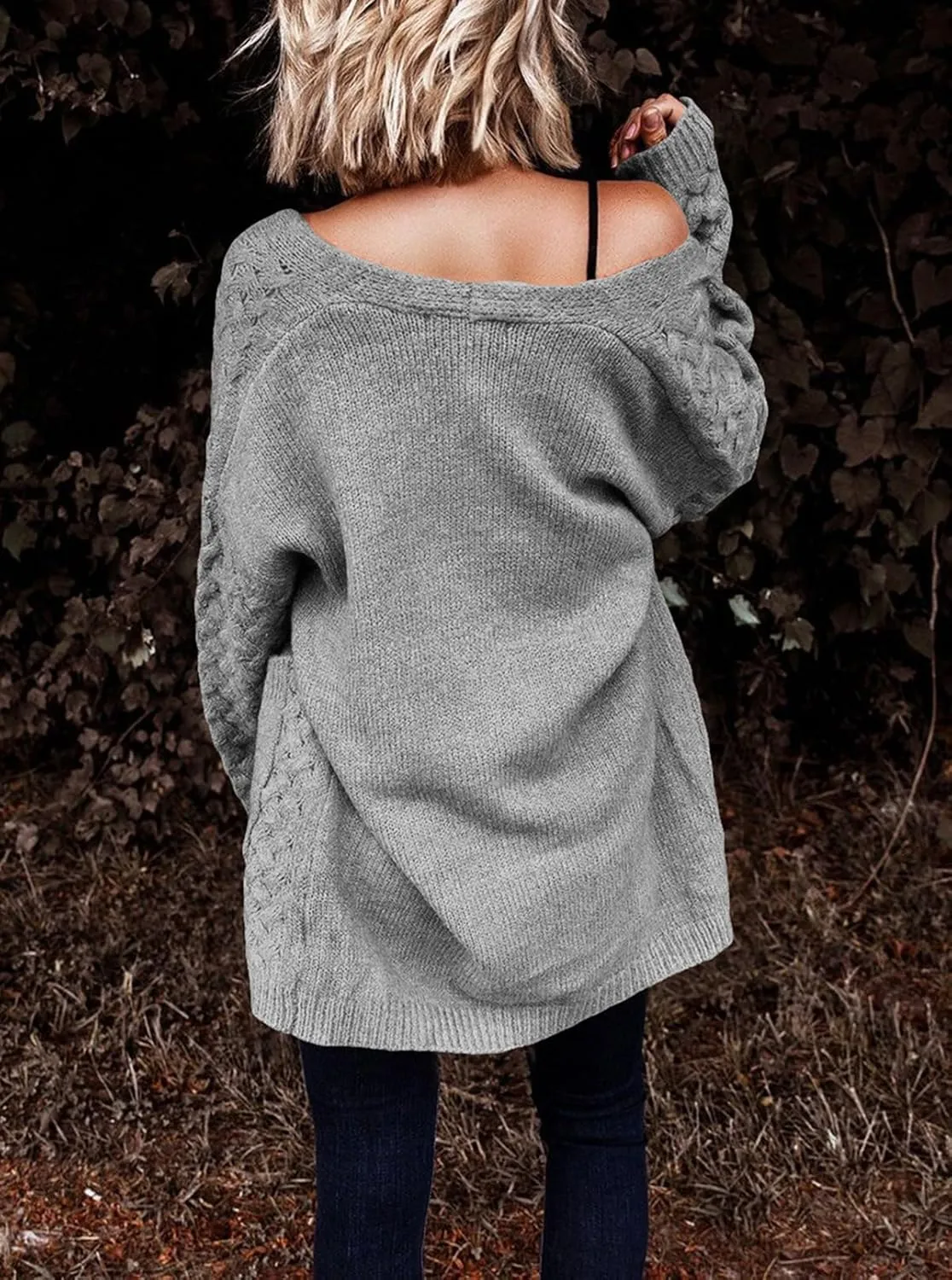 Dokotoo Women's 2024 Fashion Casual Open Front Long Sleeve Chunky Cable Knit Cardigans Sweaters Outerwear Coats with Pockets