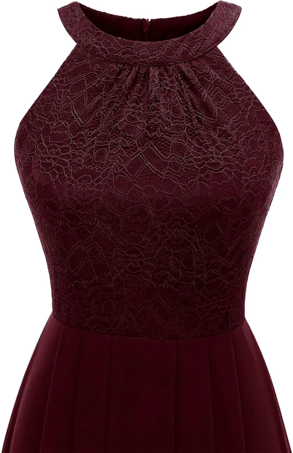 Dressystar Women's Spring Long Formal Dress Wedding Guest Dress 2024 Halter Lace Dress Bridesmaid Cocktail Party Prom Gown