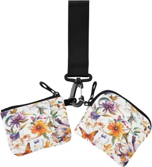 Dual Wristlet Wallets for Women Vintage Flowers Rustic Large Capacity Coin Purse Change Holder with Zipper Coin Pocket for Ladies Girls 2 Pcs