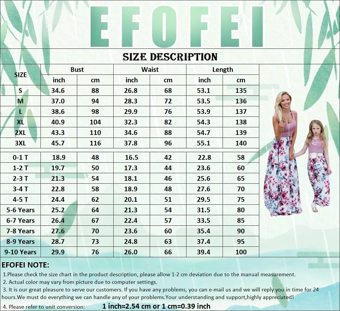 EFOFEI Mommy and Me Matching Tank Maxi Dresses Sleeveless Bohemia Floral Printed Family Matching Outfits with Pockets