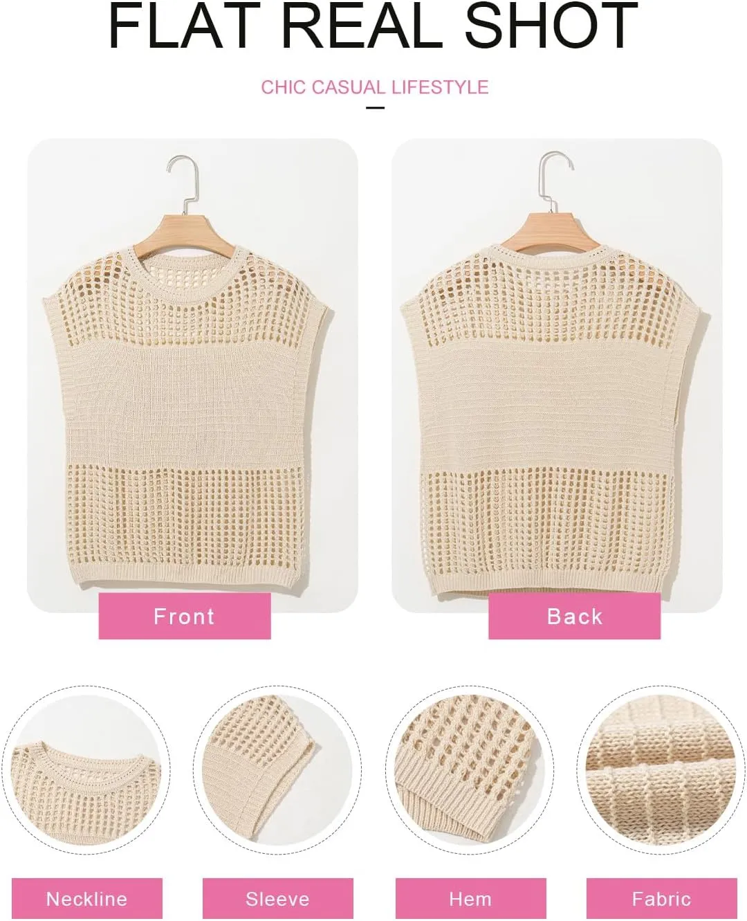 EVALESS Womens Tops Casual Summer Cap Short Sleeve Crochet Hollow Out Knit Sweater Vest Pullover T-Shirts Beach Coverup