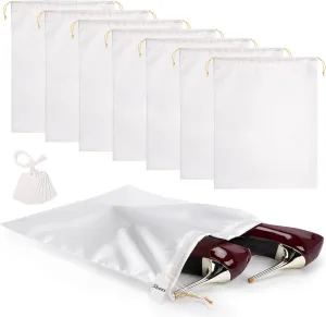 Ewen 11.8x15.7in Dust Bags for Shoes, 7 Pack of Dustproof Silky Bags with Drawstring for Sneakers Storage, White Satin Purse Storage Bags, Pouches Covers for Travel, Dust Cover Bag for Luxury Wallet