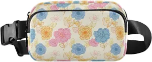 Floral Blossom Foliage Beige Fanny Packs for Women Crossbody Bags Everywhere Belt Bag with Adjustable Strap Fashion Waist Pack for Daily Running Travel