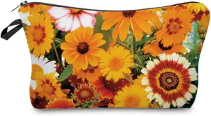 Floral Daisy Makeup Bag Cute Small Organiszer Bag Travel Toiletry Zipper Pouch Floral Daisy Cosmetic Bag Daisy Gift for Women Friends Sisters