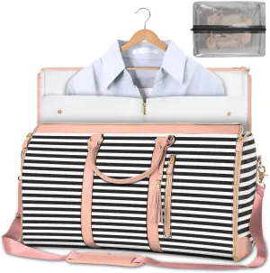 Folding Travel Garment Bags for Hanging Clothes and Suit Case (C Black Stripe)