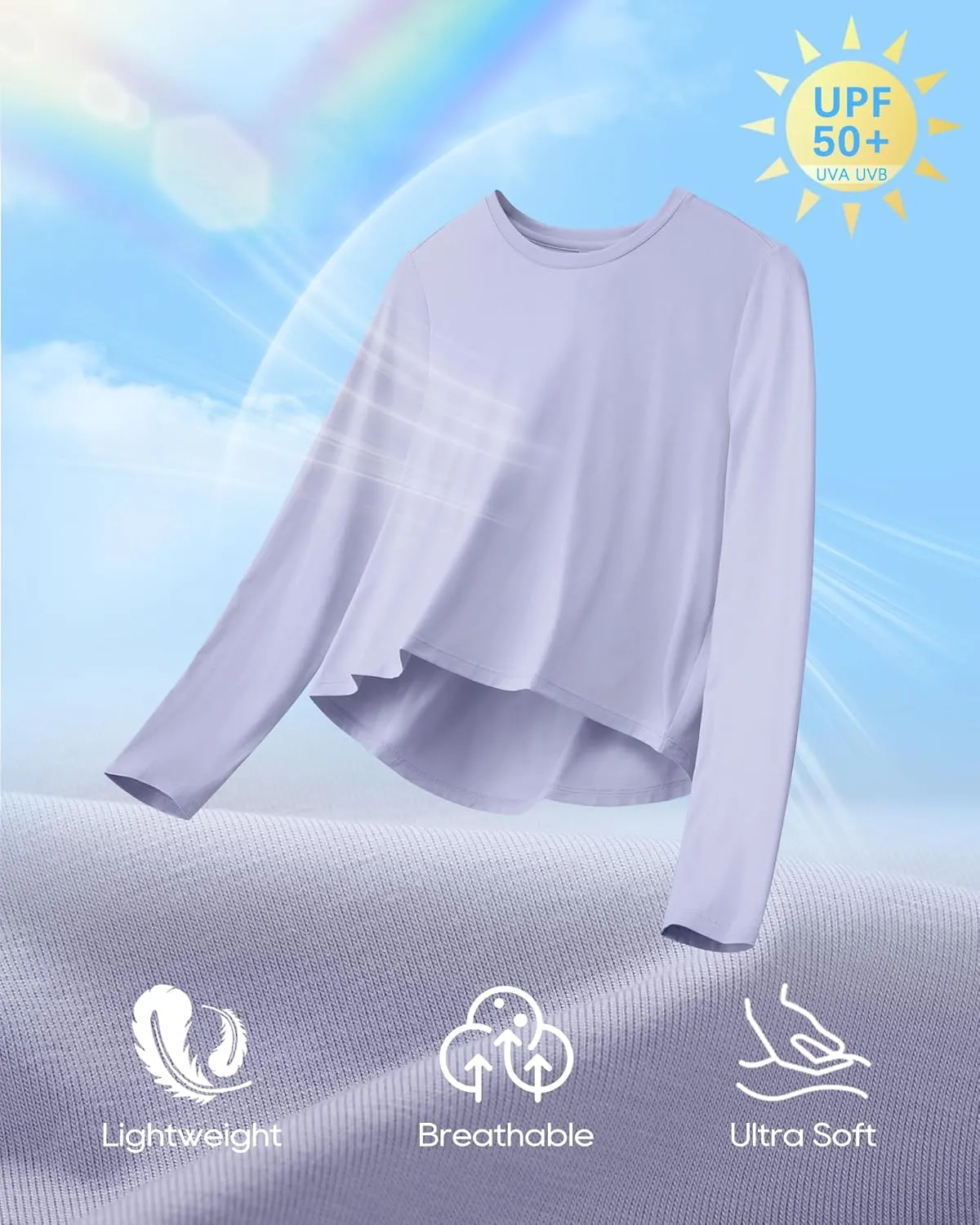 G4Free Long Sleeve Workout Tops for Women Sun Shirts Crop Tops UPF 50  Hiking Running Athletic Lightweight