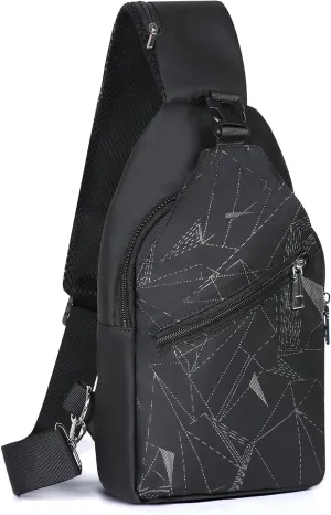 Geestock Sling Bag Backpack for Men & Women, Crossbody Backpack Shoulder Bag Waterproof Chest Bag For Daypack Travel Hiking (Black)