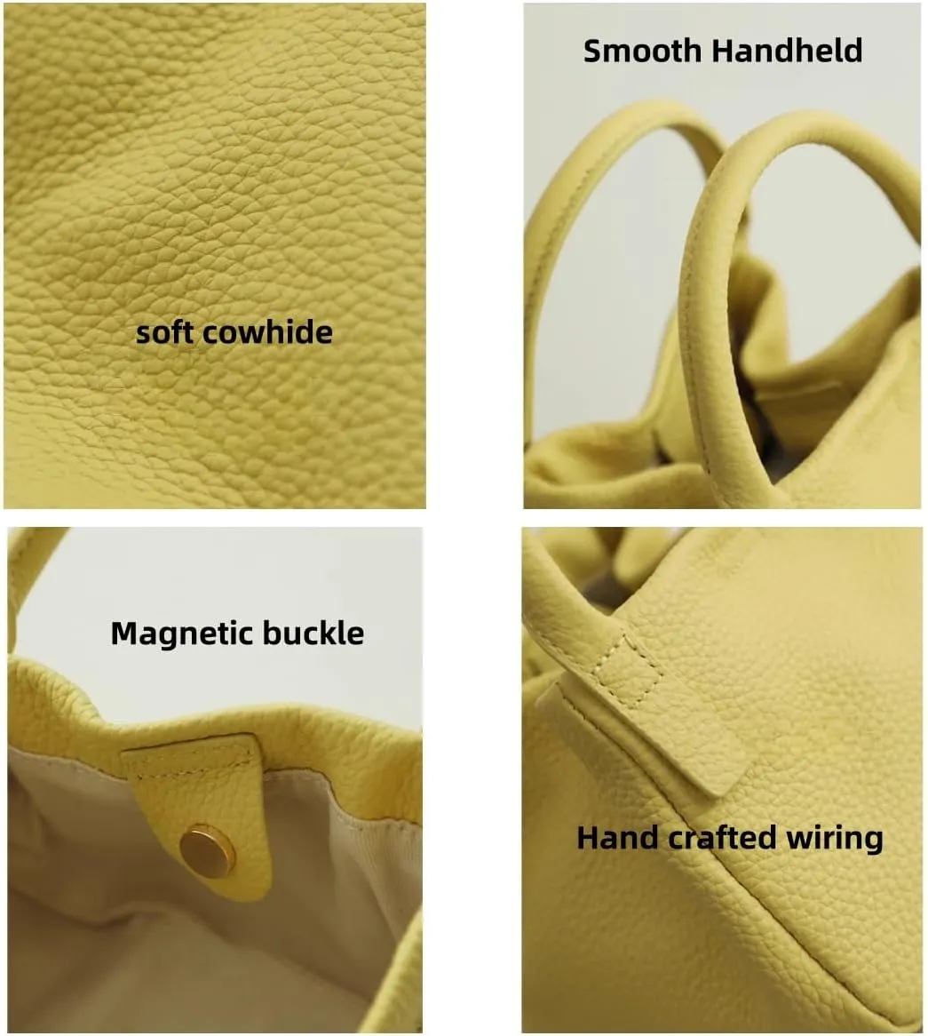 Genuine Leather Shoulder Crossbody Bag Handbag for Women Hobo Personalized Basket Bucket Bag Versatile Large Capacity Chic
