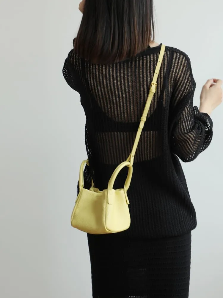 Genuine Leather Shoulder Crossbody Bag Handbag for Women Hobo Personalized Basket Bucket Bag Versatile Large Capacity Chic
