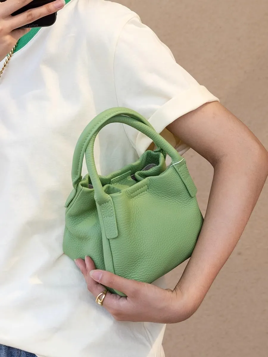 Genuine Leather Shoulder Crossbody Bag Handbag for Women Hobo Personalized Basket Bucket Bag Versatile Large Capacity Chic