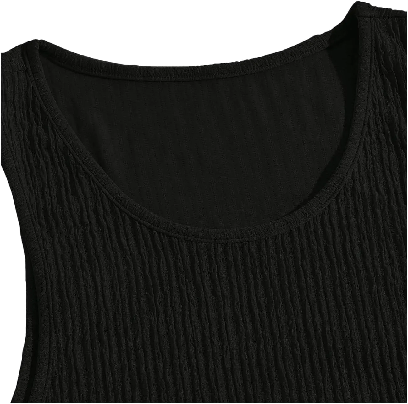 GORGLITTER Men's 2 Piece Linen Sets Rib Knit Summer Outfits Sleeveless Tank Top Baggy Wide Leg Pants Set