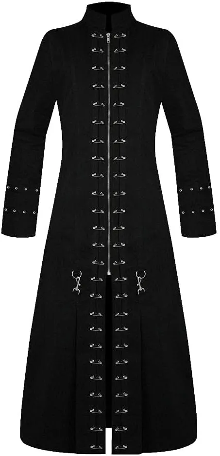 Gothic Wear trench coat men gothic dress Black Hell-Raiser Medieval costume men Jacket Halloween Costume Long Coat