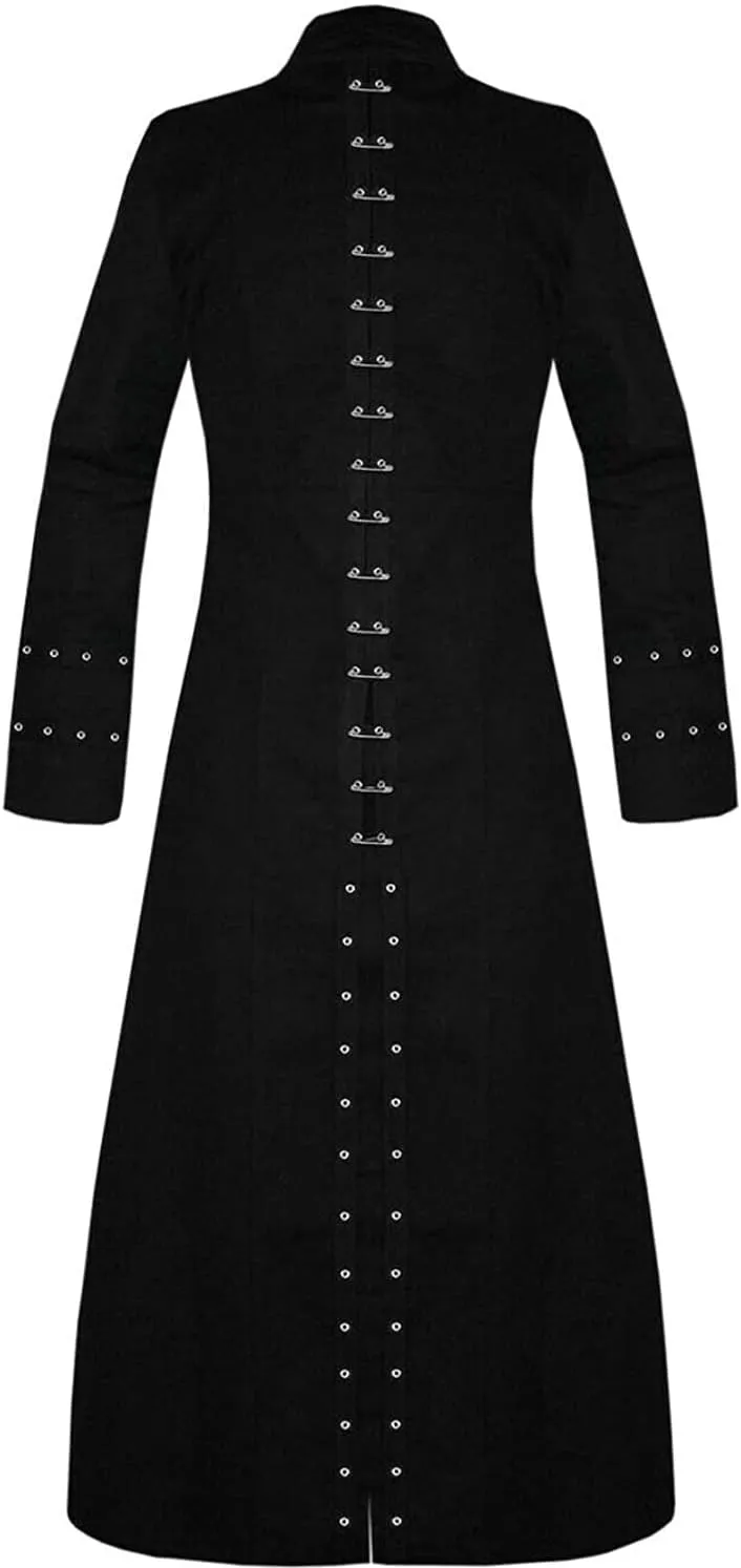 Gothic Wear trench coat men gothic dress Black Hell-Raiser Medieval costume men Jacket Halloween Costume Long Coat
