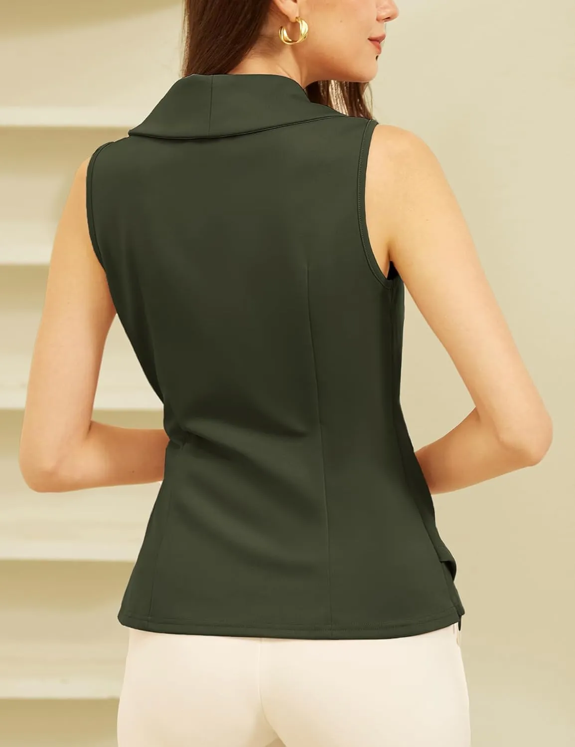 GRACE KARIN Women's Wrap V Neck Casual Work Tops Sleeveless Office Dressy Summer Blouse Asymmetrical Elegant Shirts